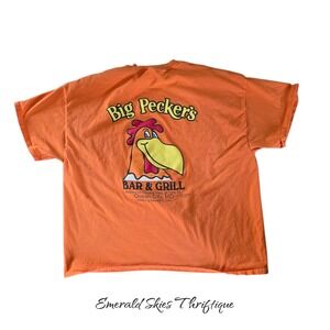 Hanes Beefy Big peckers bar and grill 3x orange tshirt free shipping